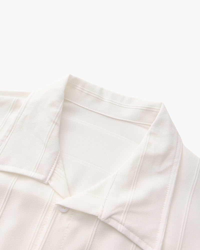 Gaston | Chemise blanche à rayures texturées et double poche