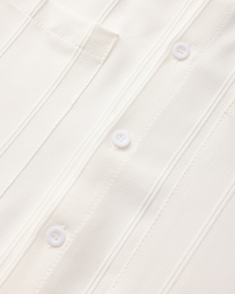 Gaston | Chemise blanche à rayures texturées et double poche