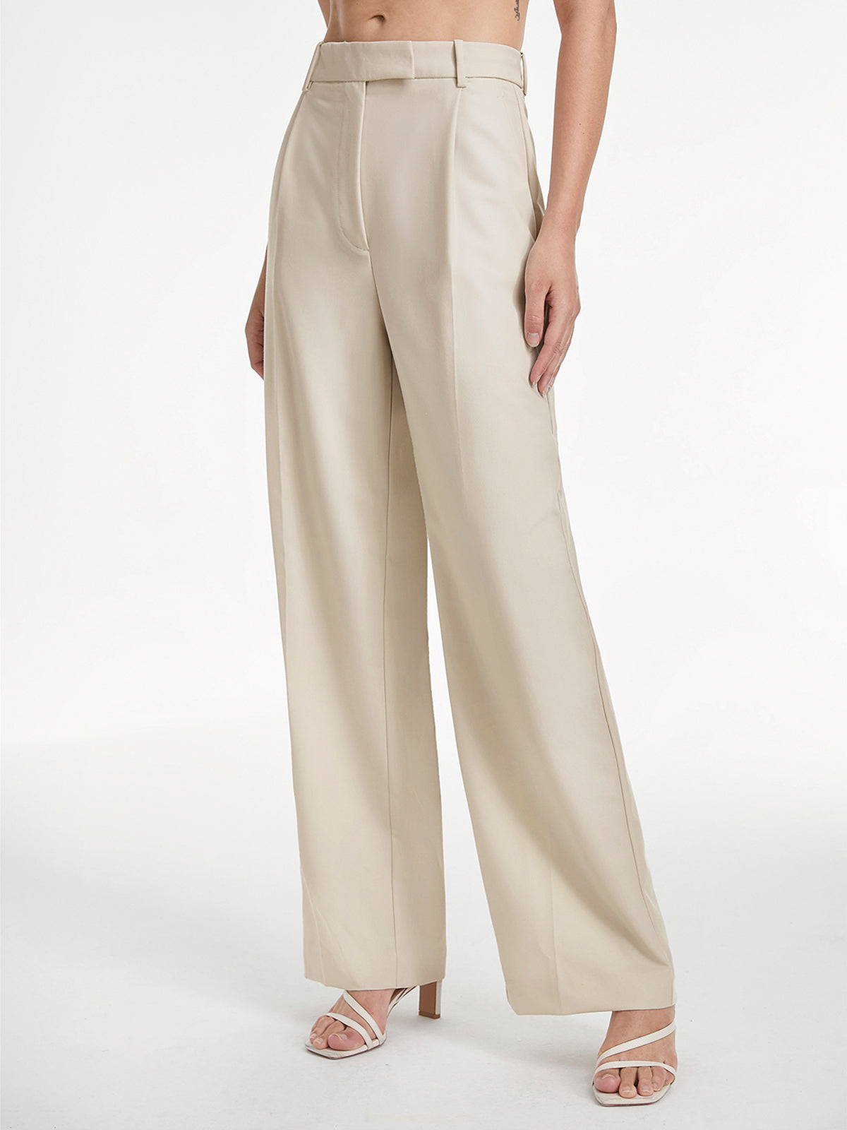 Constance | Pantalon taille haute à jambe large et plis marqués