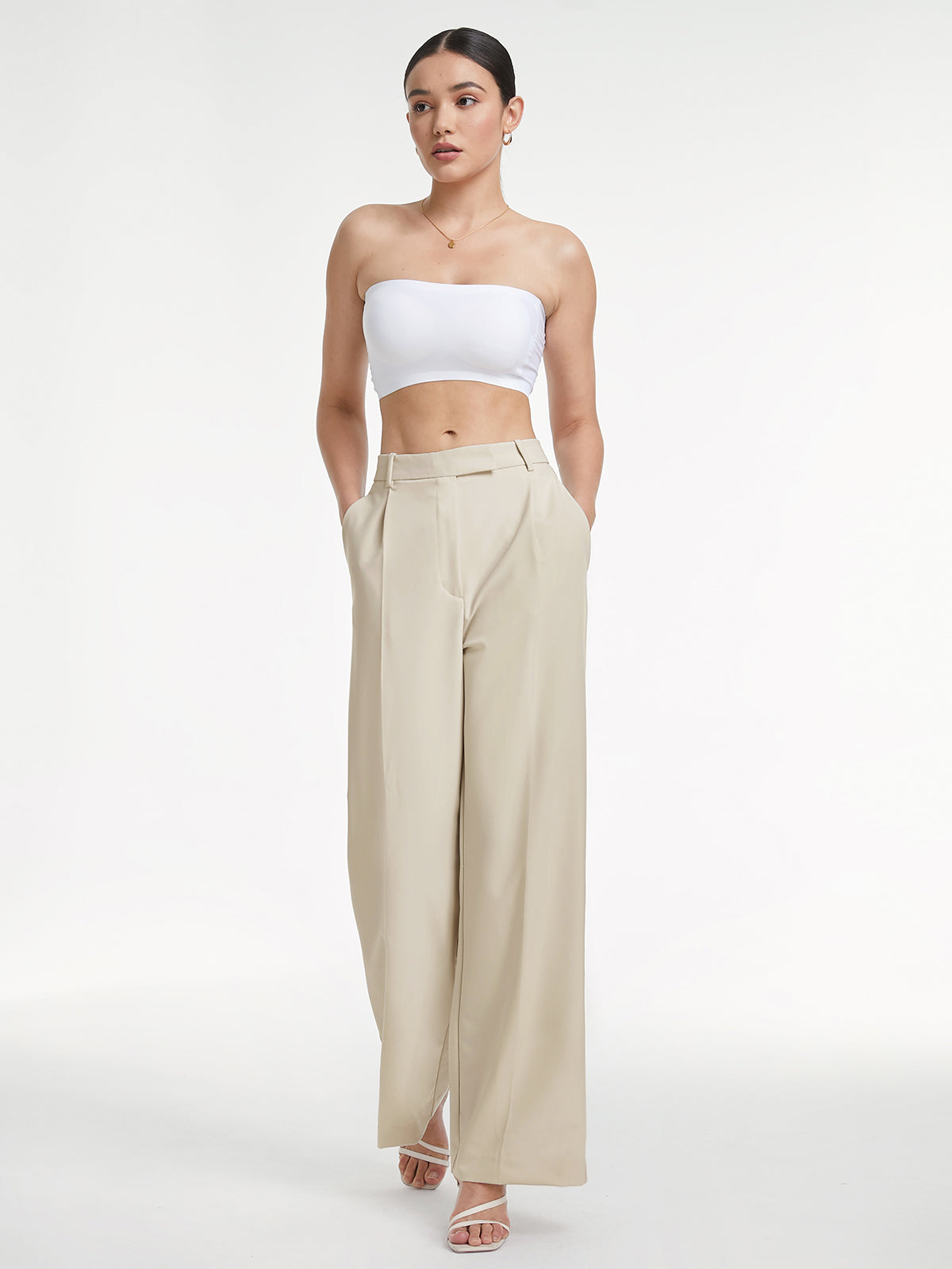 Constance | Pantalon taille haute à jambe large et plis marqués