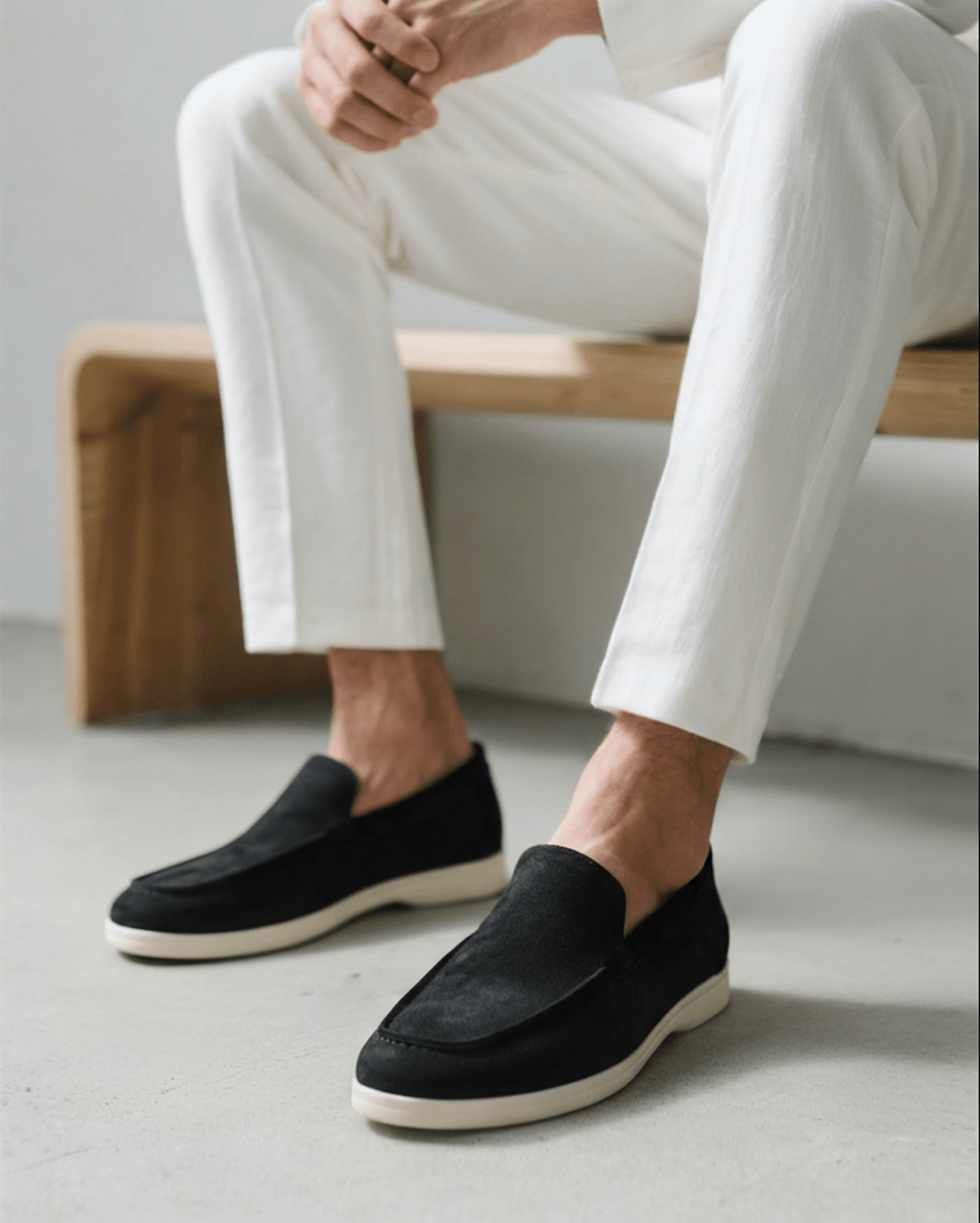 Édouard | Mocassins en daim beige sable à semelle sport