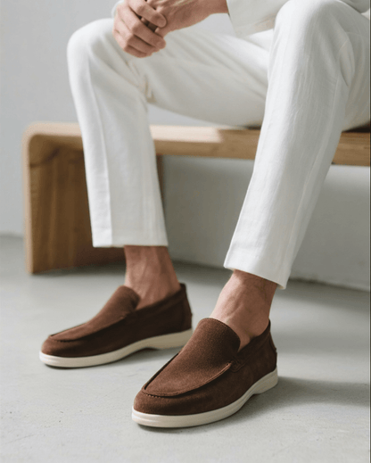 Édouard | Mocassins en daim beige sable à semelle sport