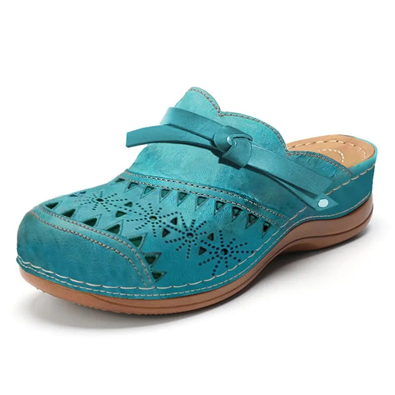 Béatrice | Mules en cuir ajouré à semelle ergonomique memory foam