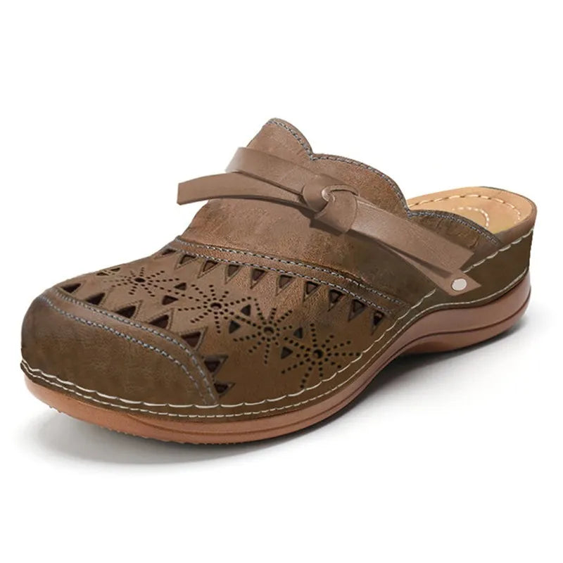 Béatrice | Mules en cuir ajouré à semelle ergonomique memory foam