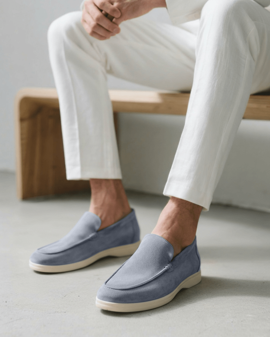 Édouard | Mocassins en daim beige sable à semelle sport