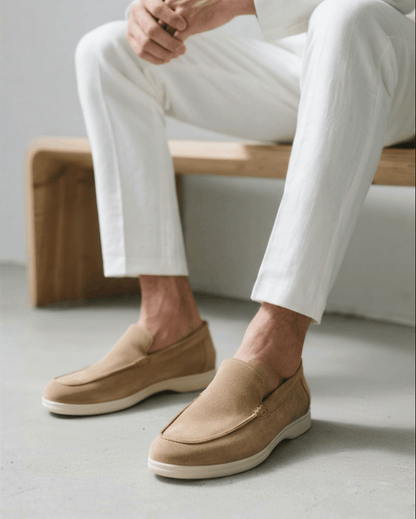 Édouard | Mocassins en daim beige sable à semelle sport