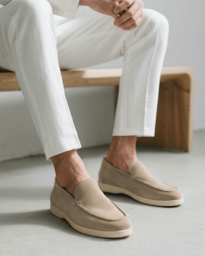 Édouard | Mocassins en daim beige sable à semelle sport