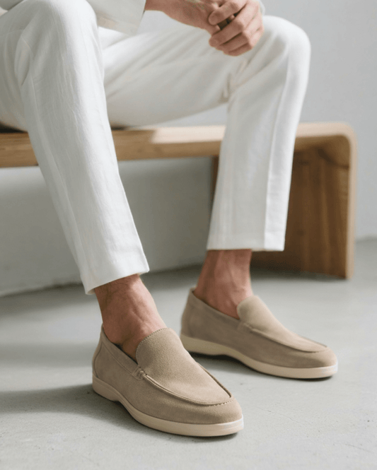 Édouard | Mocassins en daim beige sable à semelle sport
